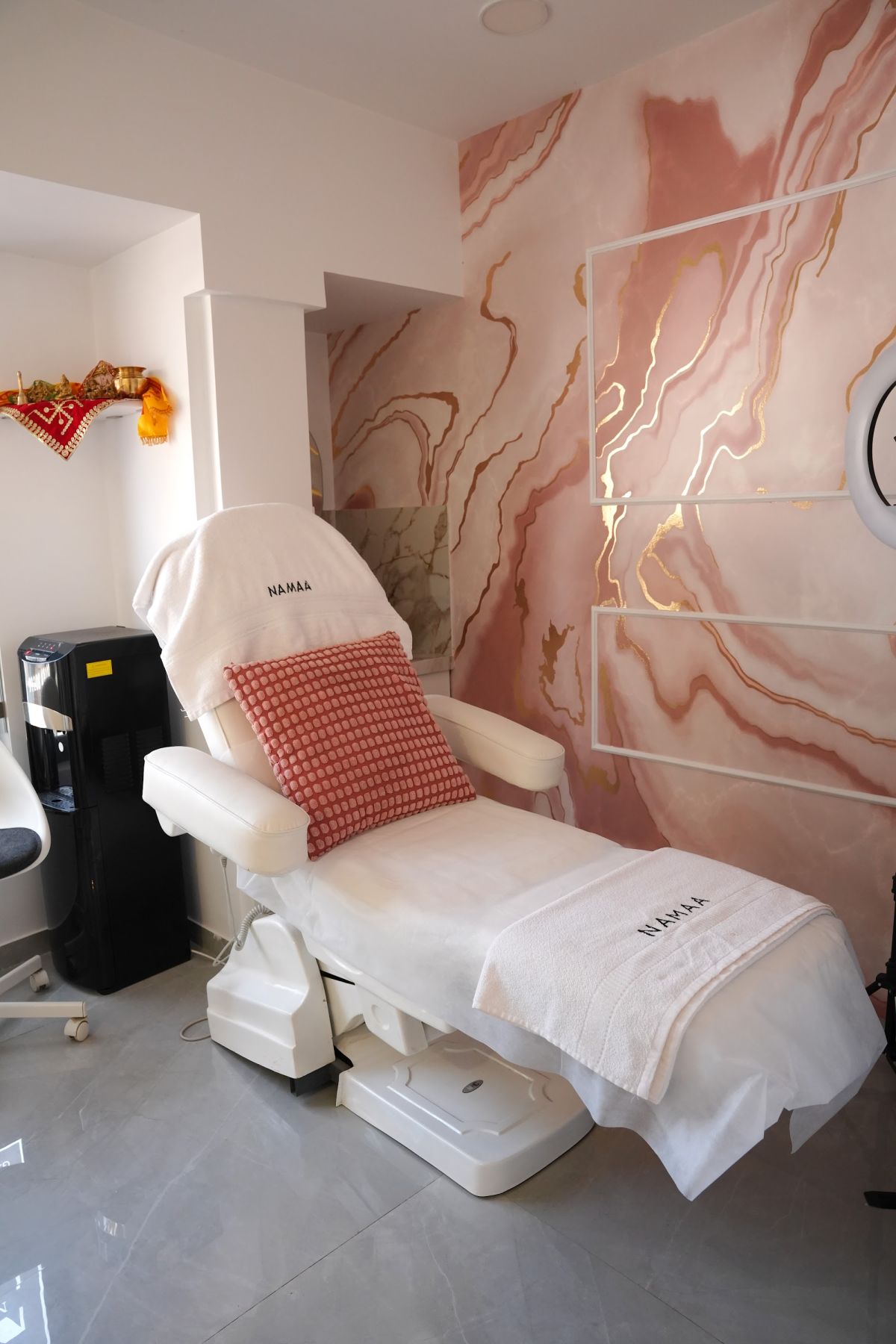 Facial chair in a private treatment room